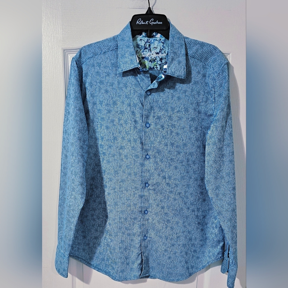 Robert Graham Blue Patterned Men's Shirt New Without Tags Size Large.